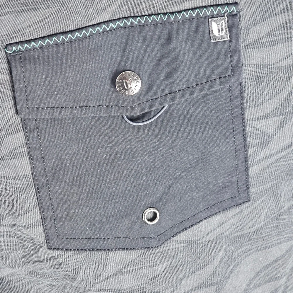Linksoul Board Shorts Mens 36 Grey Leaf Print Quick Dry Swim Trunks Pocket
